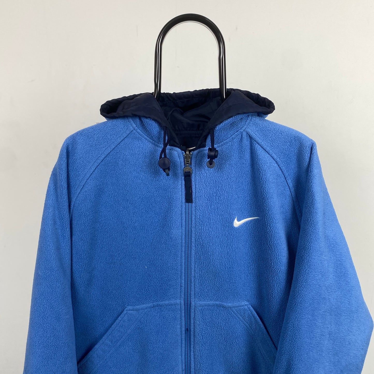 90s Nike Reversible Fleece Coat Jacket Blue Small