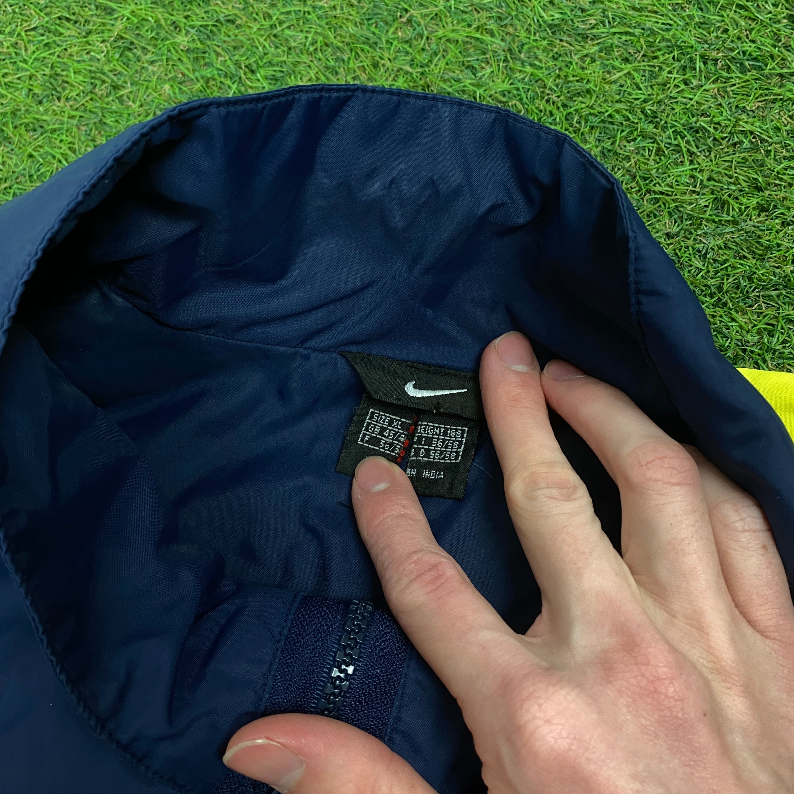 90s Nike Piping Tracksuit Set Jacket + Joggers Blue XL