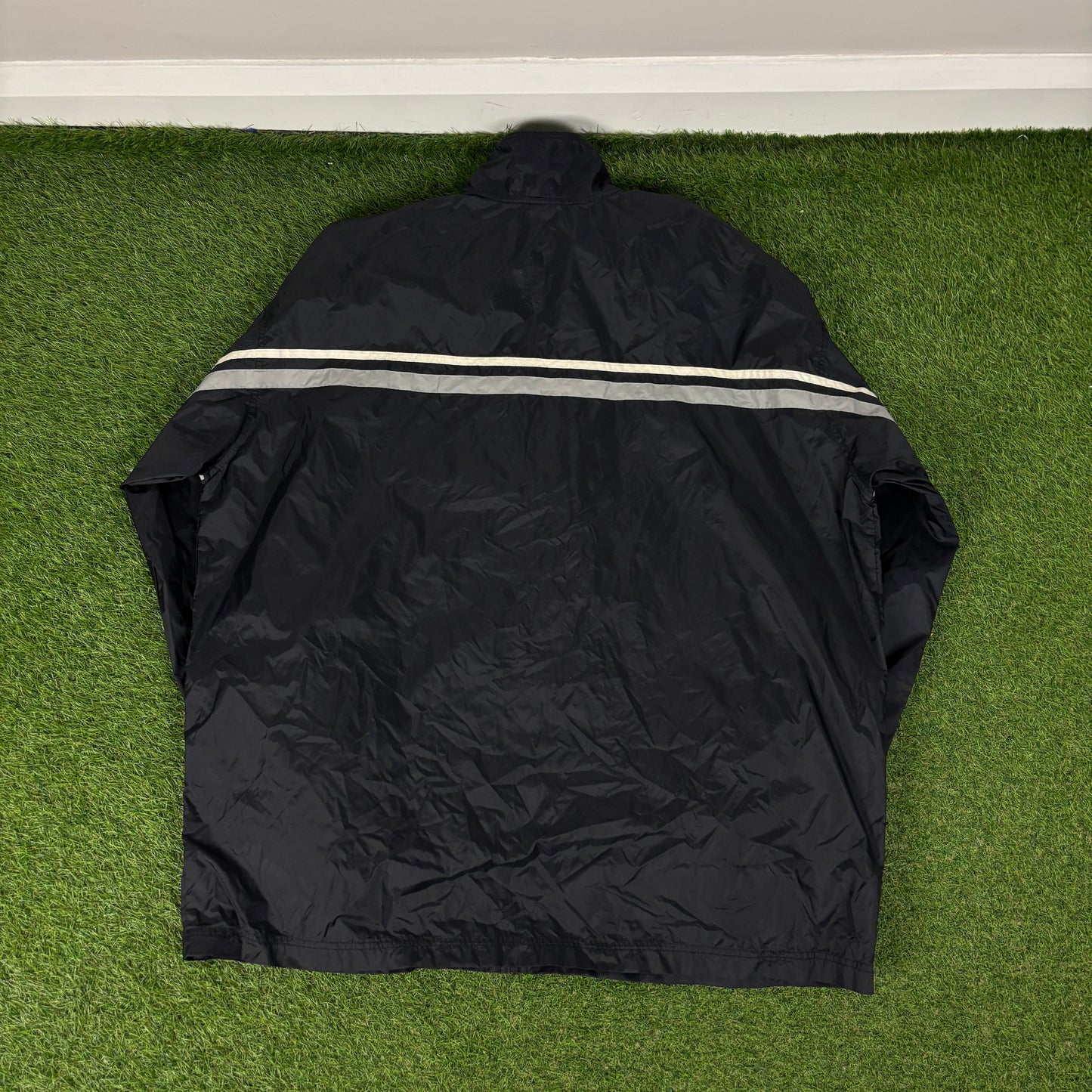 00s Nike Piping Windbreaker Tracksuit Set Jacket + Joggers Black XL