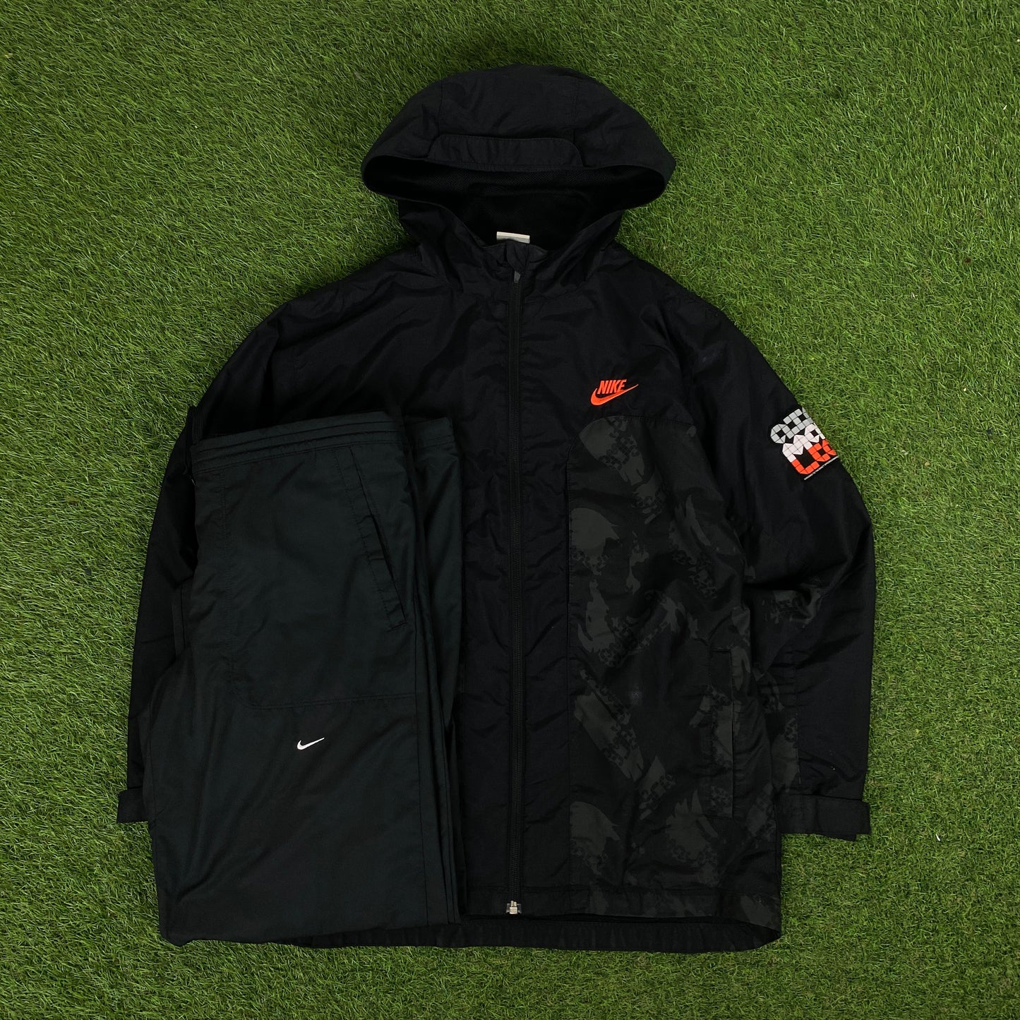 00s Nike Air Max Windbreaker Jacket + Joggers Set Black Small