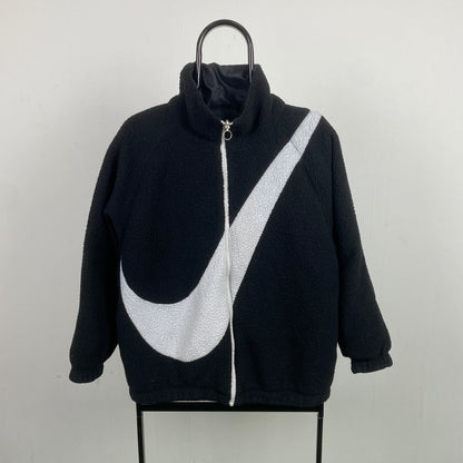 00s Nike Reversible Fleece Coat Jacket Black XS