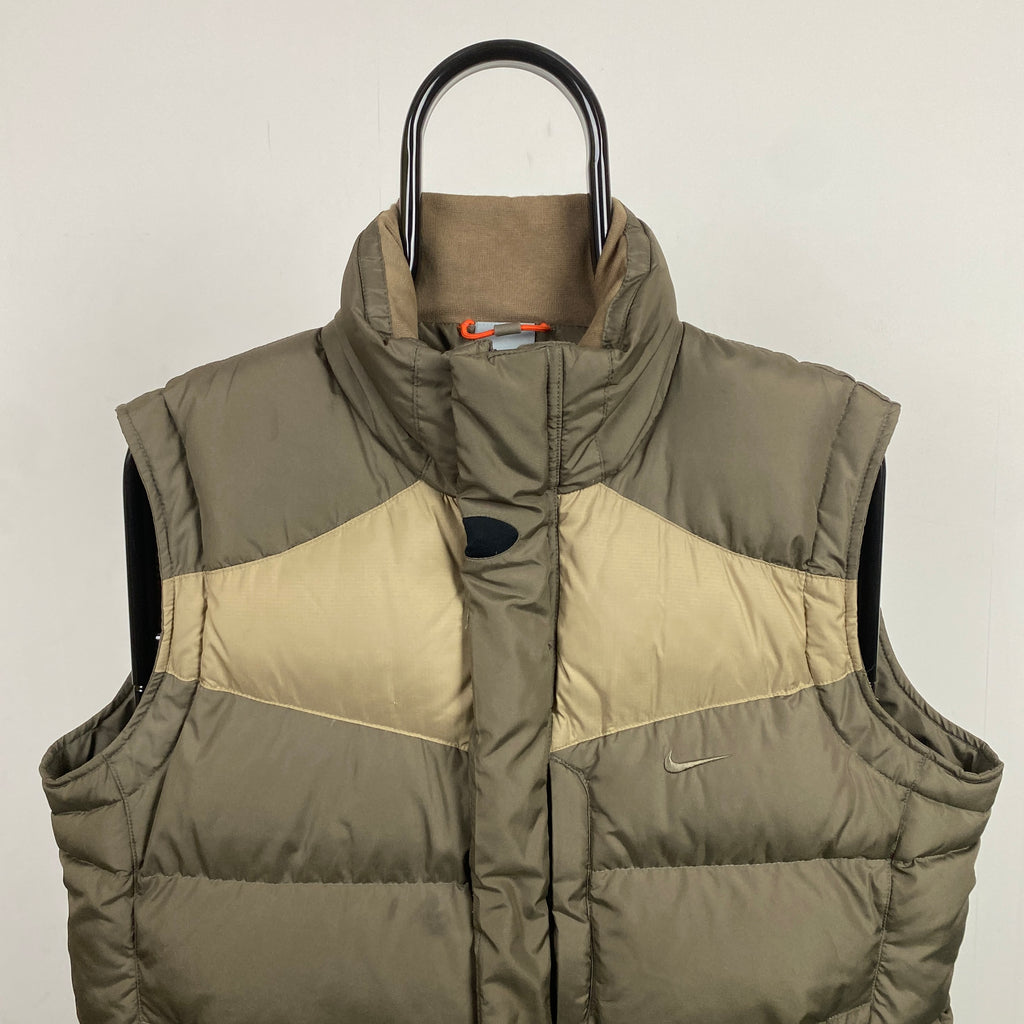 90s Nike Puffer Gilet Jacket Brown Small