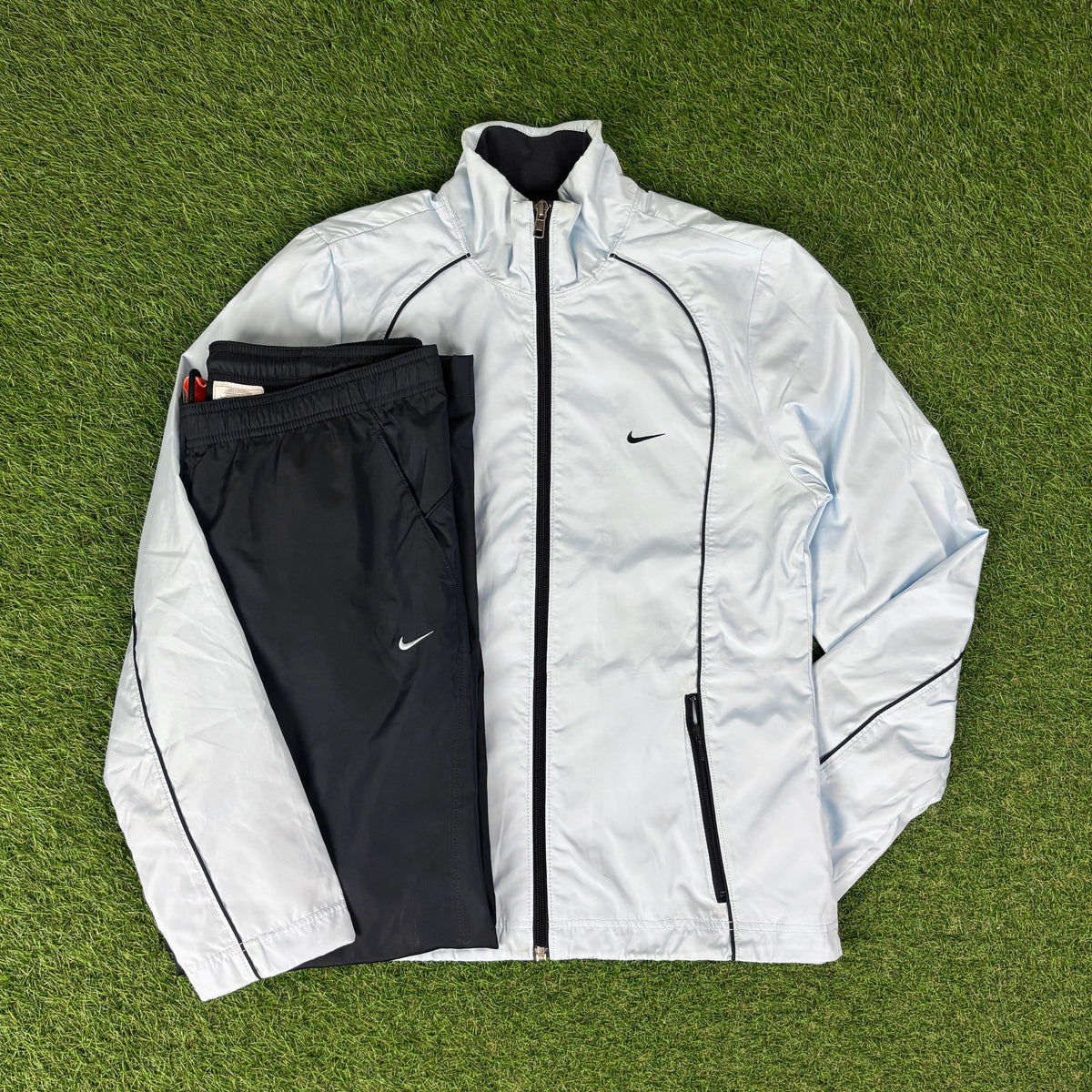 00s Nike Piping Windbreaker Jacket + Joggers Set Blue Women’s Small