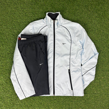 00s Nike Piping Windbreaker Jacket + Joggers Set Blue Women’s Small