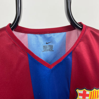 90s Nike Barcelona Football Shirt T-Shirt Red Medium