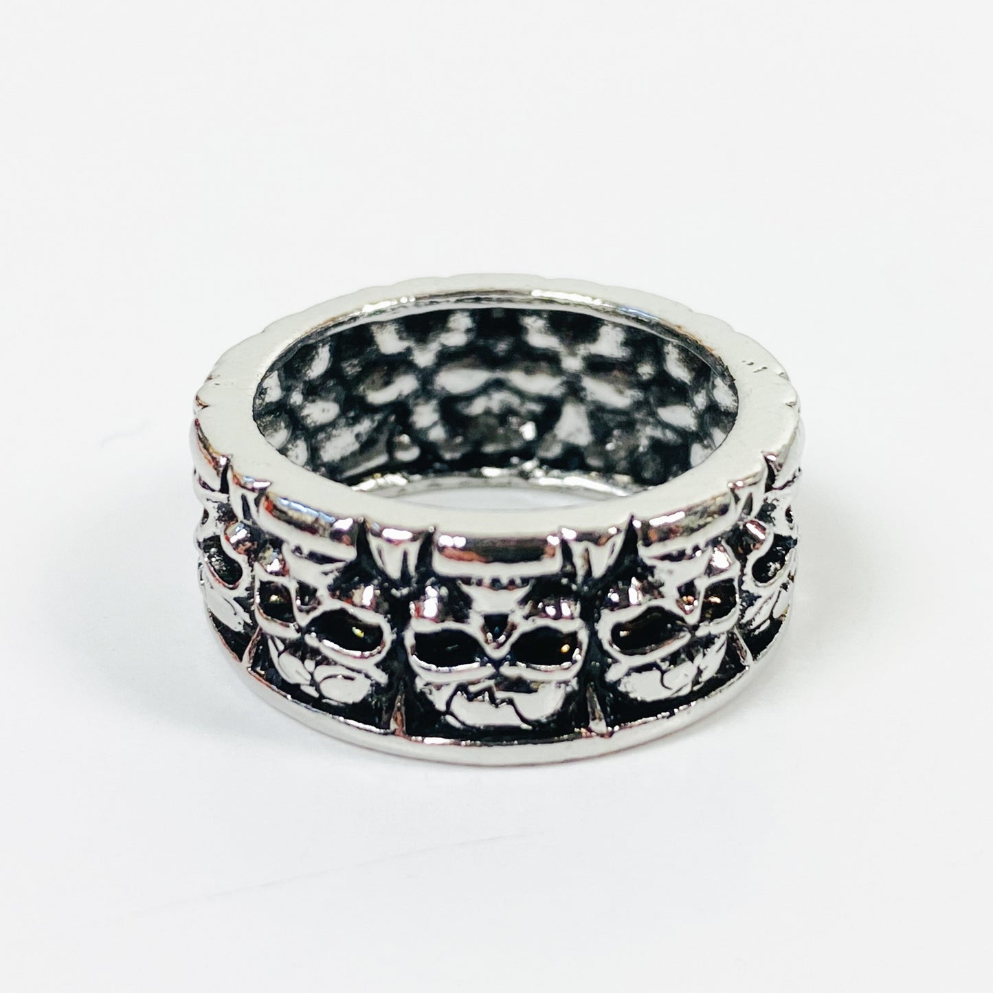 Retro Vintage Skull Band Ring Silver