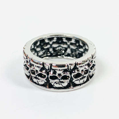 Retro Vintage Skull Band Ring Silver