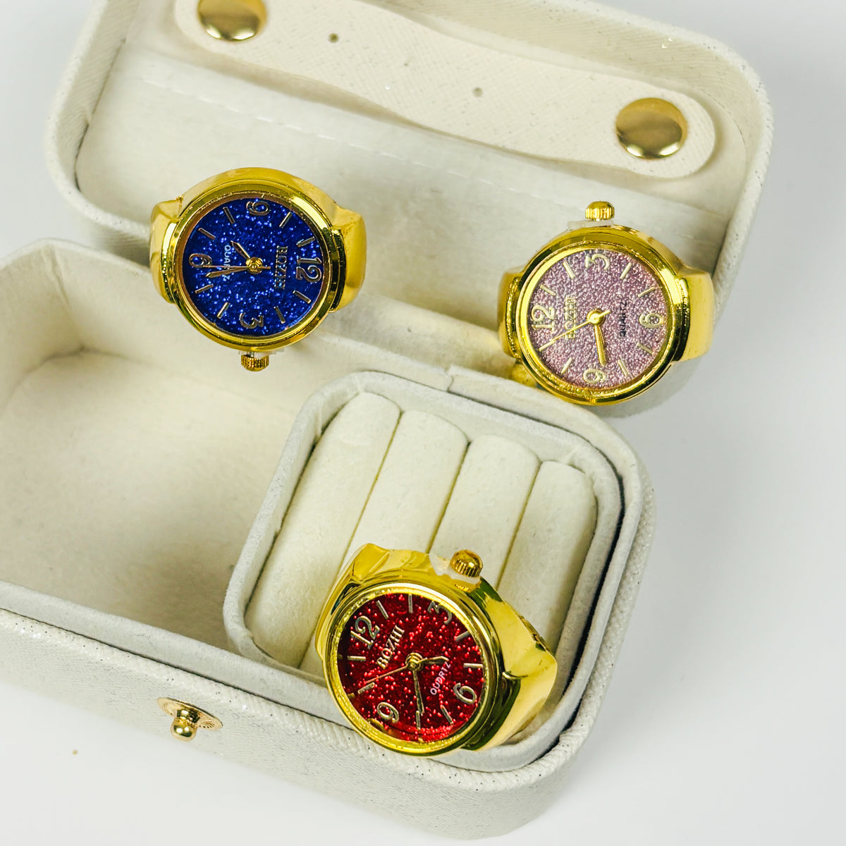 Adjustable Watch Ring Gold Red