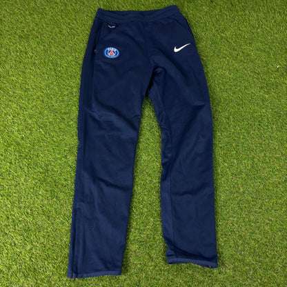 00s Nike PSG Windbreaker Jacket + Joggers Set Blue Small