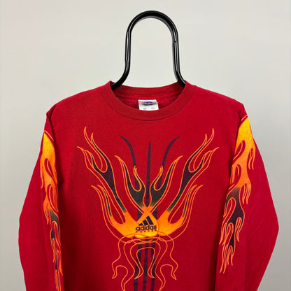 90s Adidas Japan Long Sleeve T-Shirt Red Small