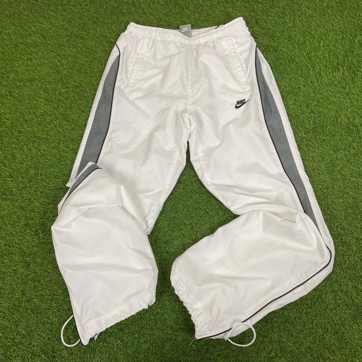 90s Nike Piping Tracksuit Set Jacket + Joggers White XL