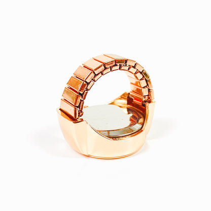 Retro Adjustable Watch Ring Rose Gold White