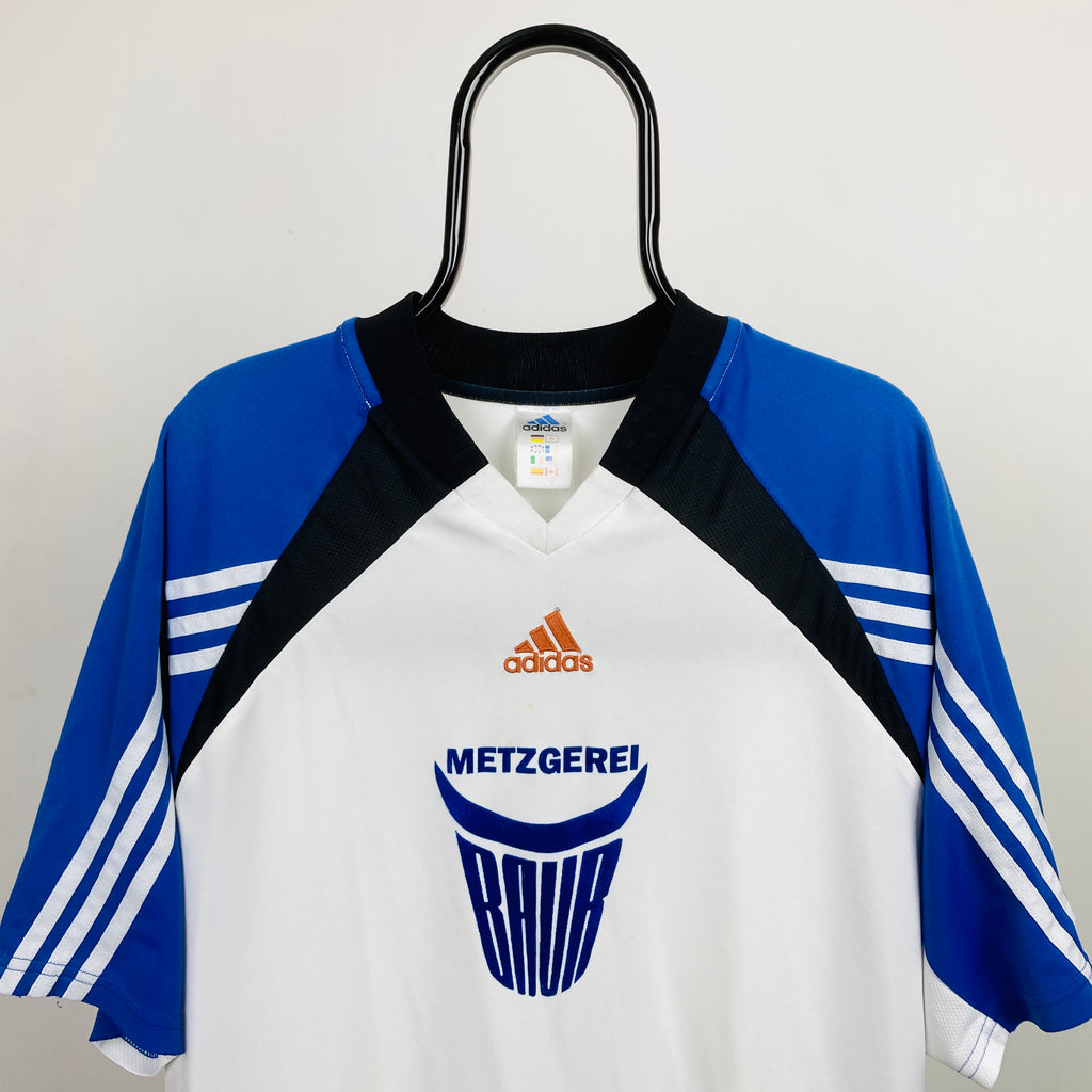 90s Adidas German Football Shirt T-Shirt White Large