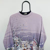 Retro Snow Village Sweatshirt Purple XL