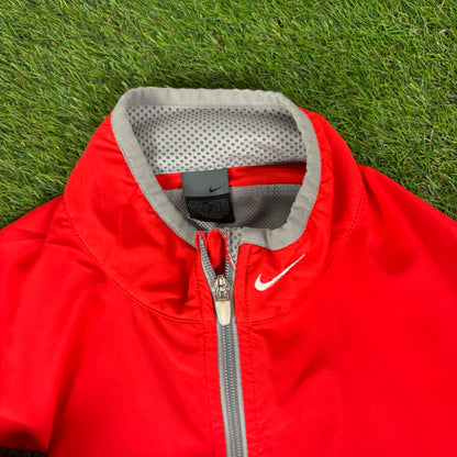 00s Nike Piping Tracksuit Jacket + Joggers Set Red Large