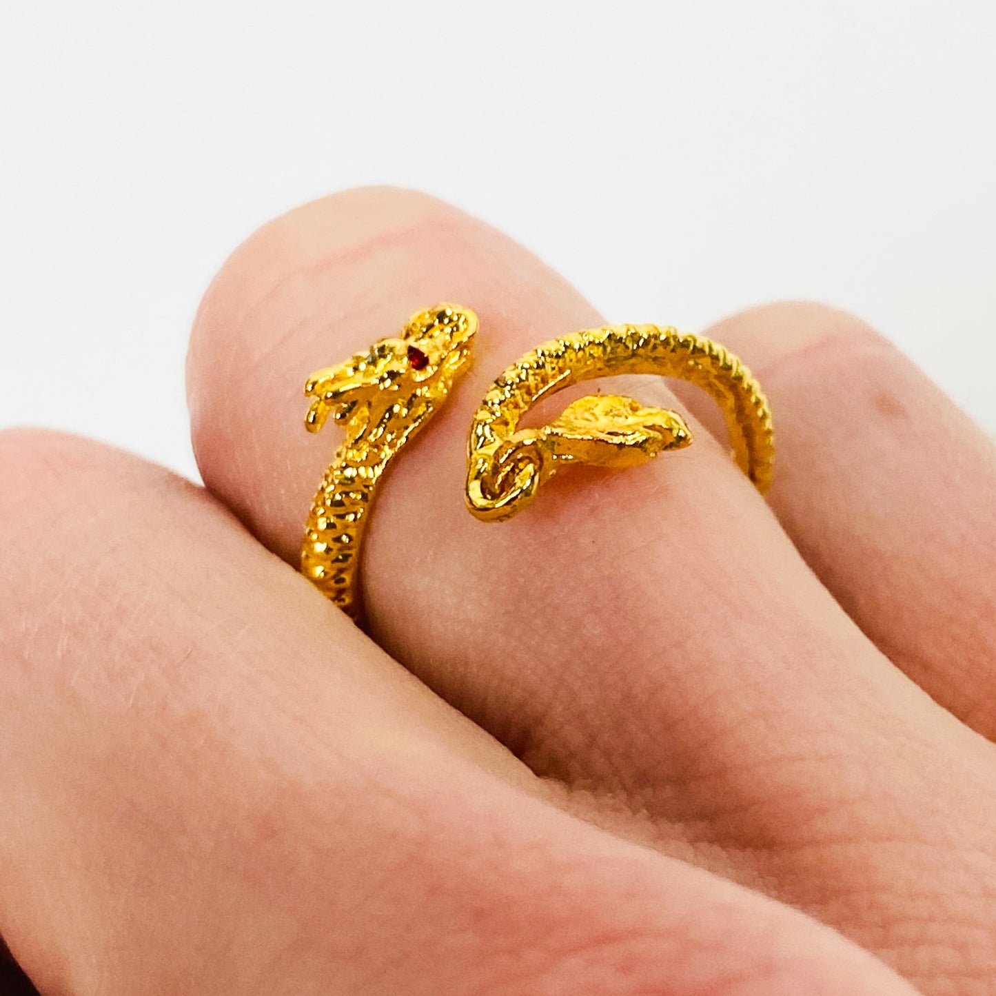 Retro Adjustable Chinese Dragon Ring Gold