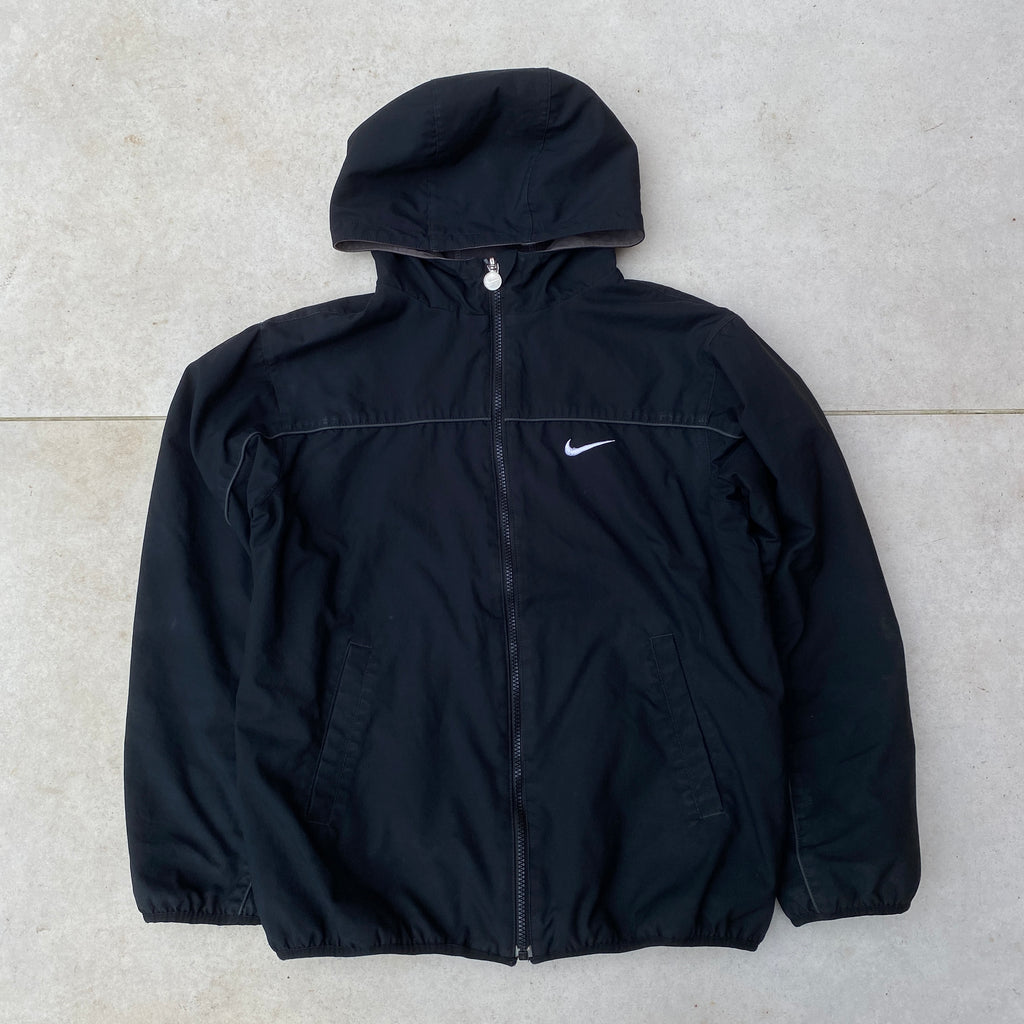 00s Nike Reversible Fleece Coat Jacket Black Small