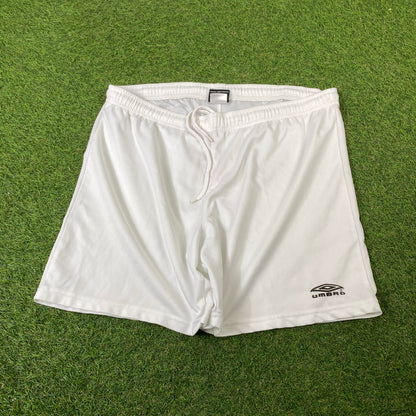 Retro Umbro Nylon Football Shorts White Medium