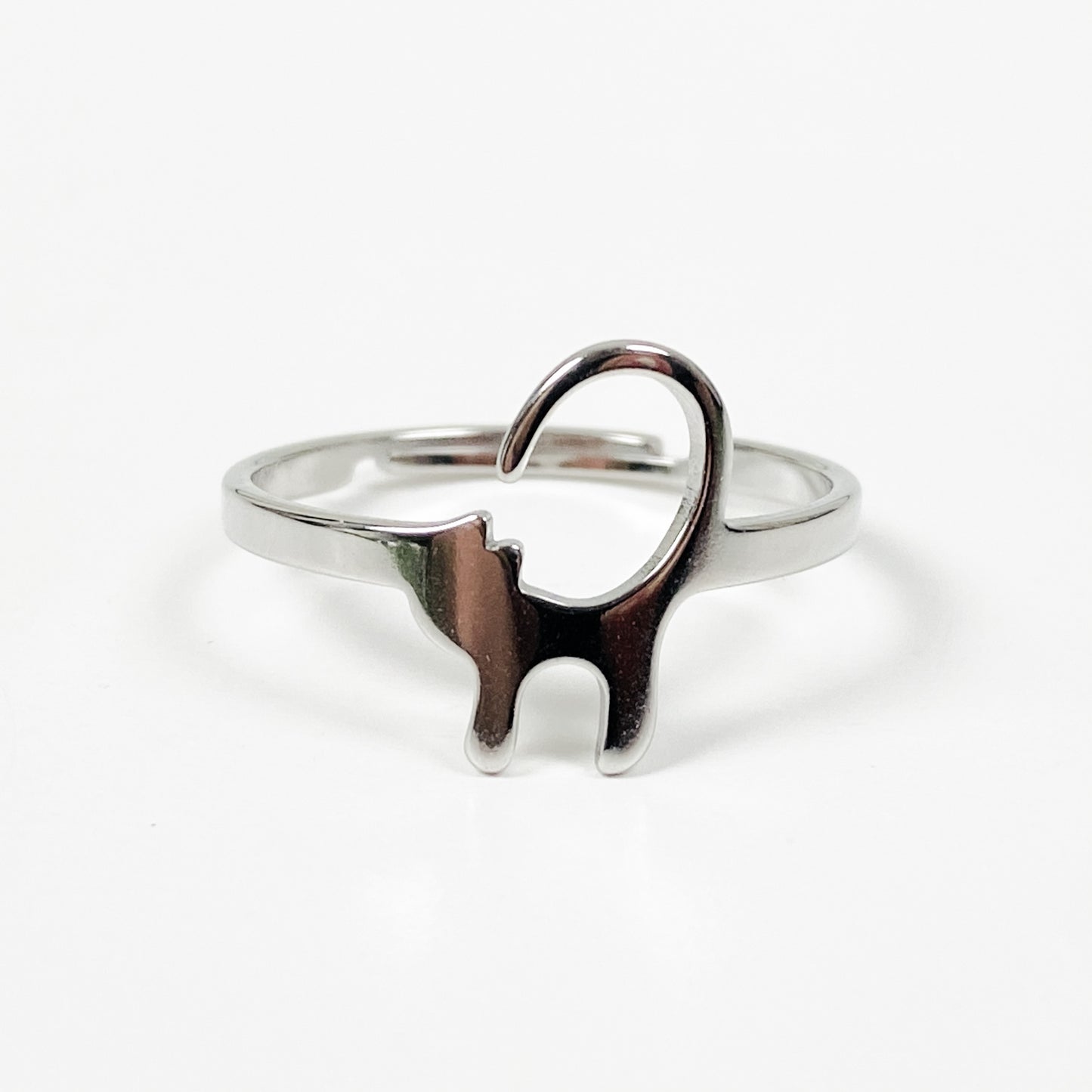 Vintage Adjustable Cat Ring Silver