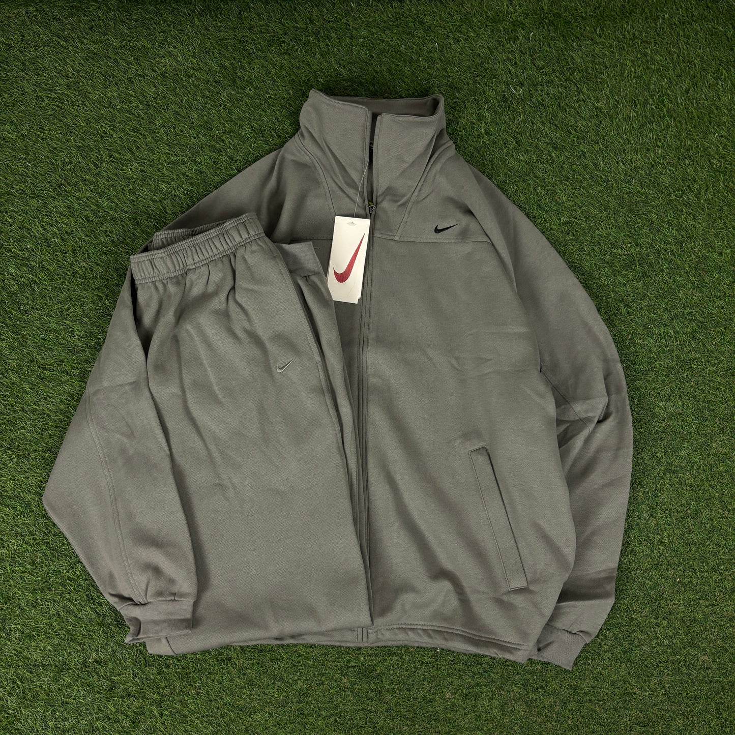 90s Nike Cotton Tracksuit Set Jacket + Joggers Green XXL