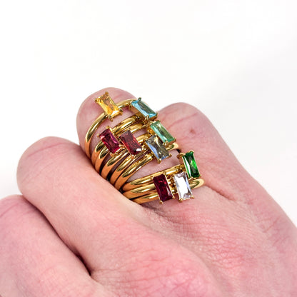 Birthstone Band Ring Stackable Gold