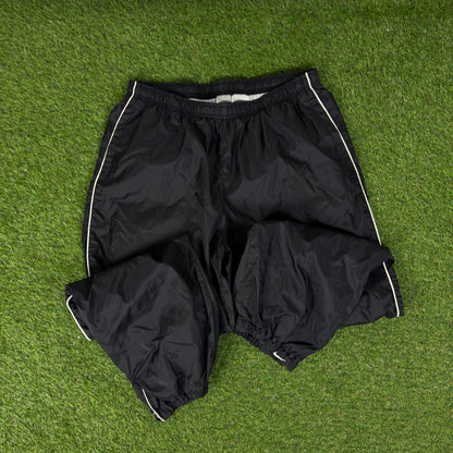 00s Nike Piping Windbreaker Tracksuit Set Jacket + Joggers Black XL