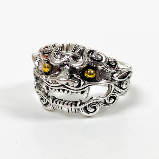 Retro Adjustable Chinese Dragon Ring Silver