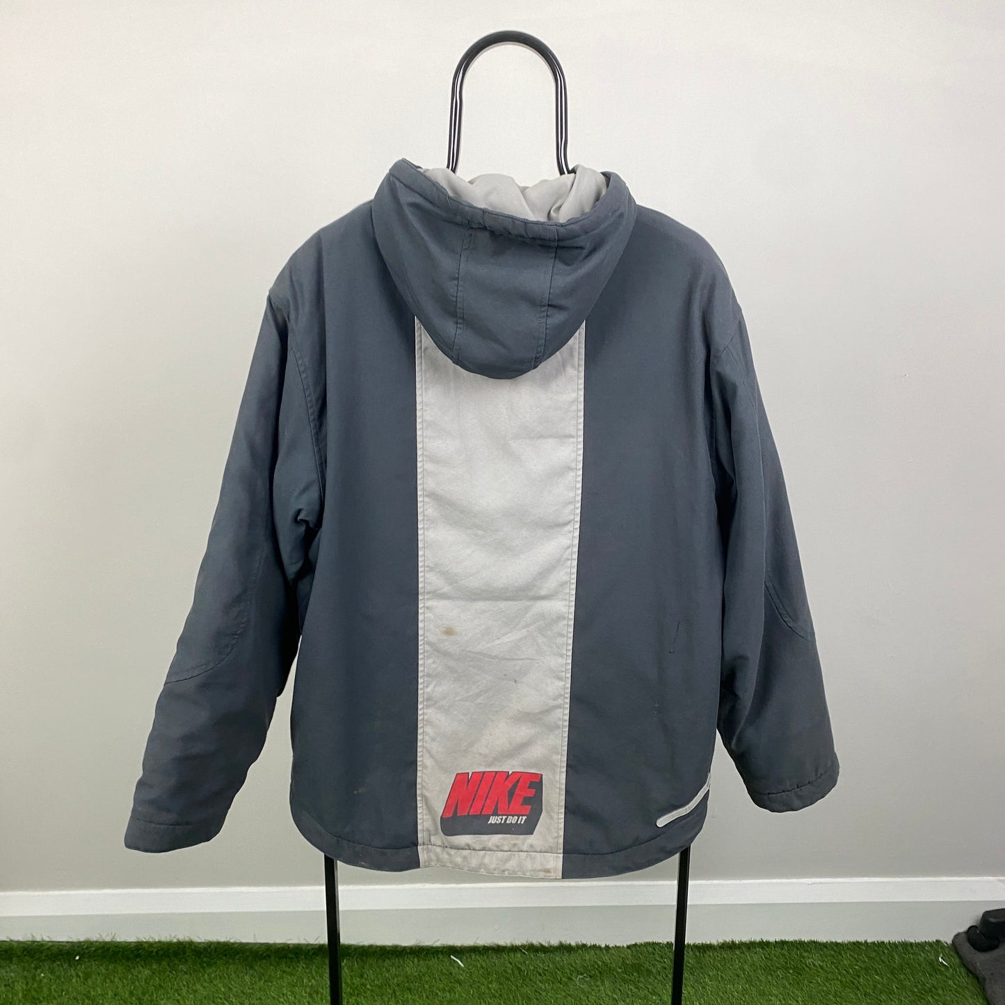 00s Nike Fleece Lined Coat Jacket Grey Small