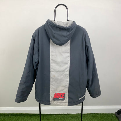 00s Nike Fleece Lined Coat Jacket Grey Small