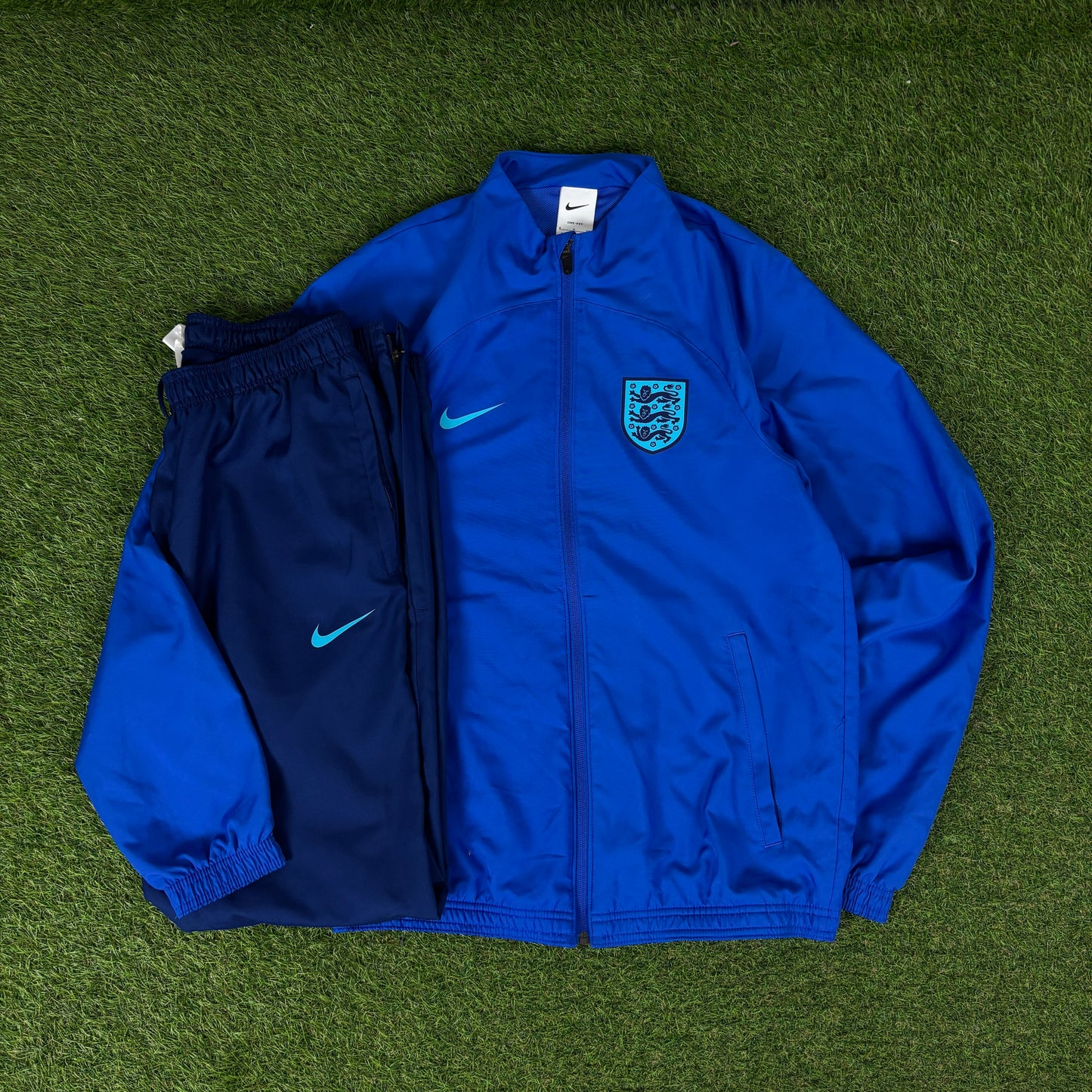 00s Nike England Windbreaker Jacket + Joggers Set Blue Small