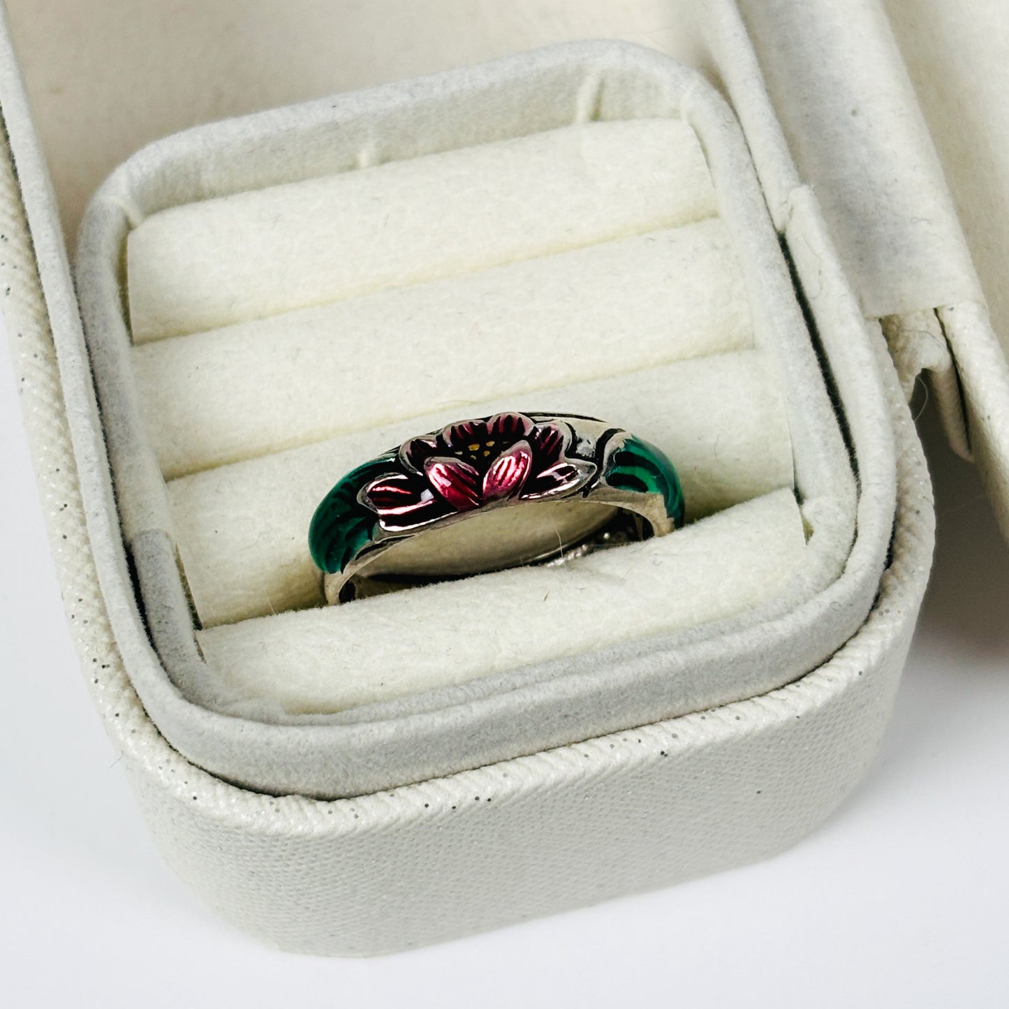 Vintage Hibiscus Ring Adjustable