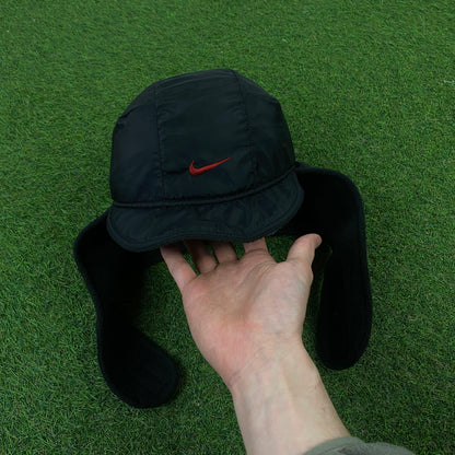 90s Nike Fleece Ear Flap Hat Black