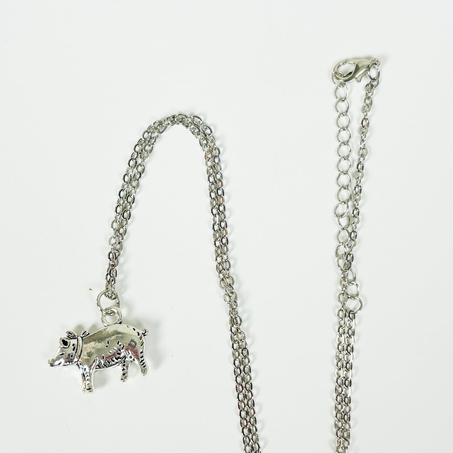 Vintage Pig Necklace Silver