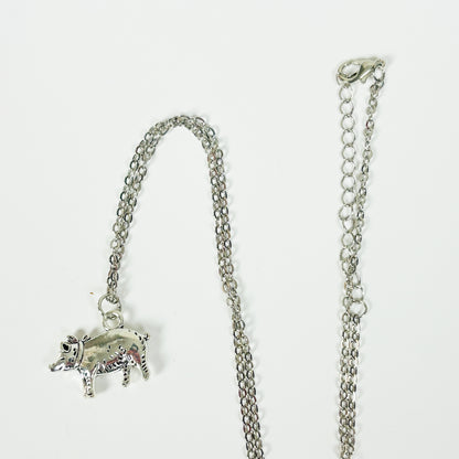 Vintage Pig Necklace Silver