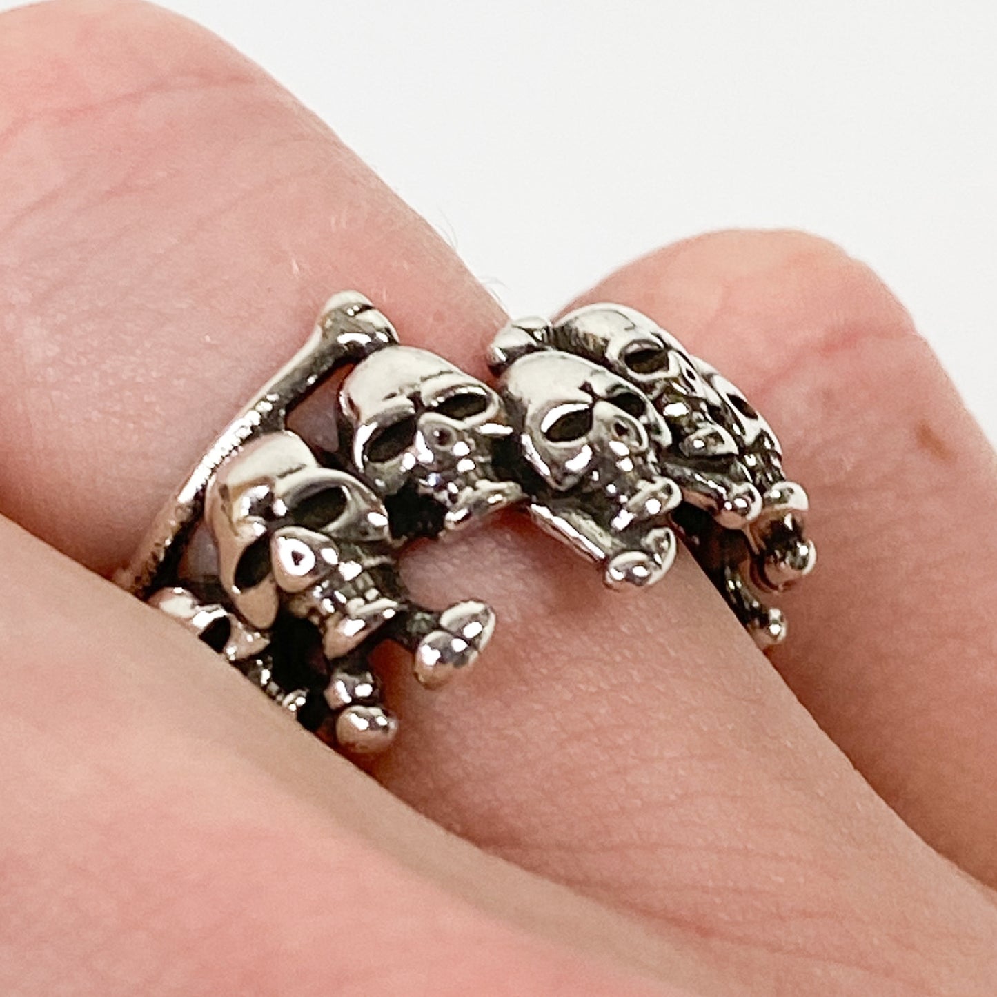 Retro Adjustable Skull Ring Silver