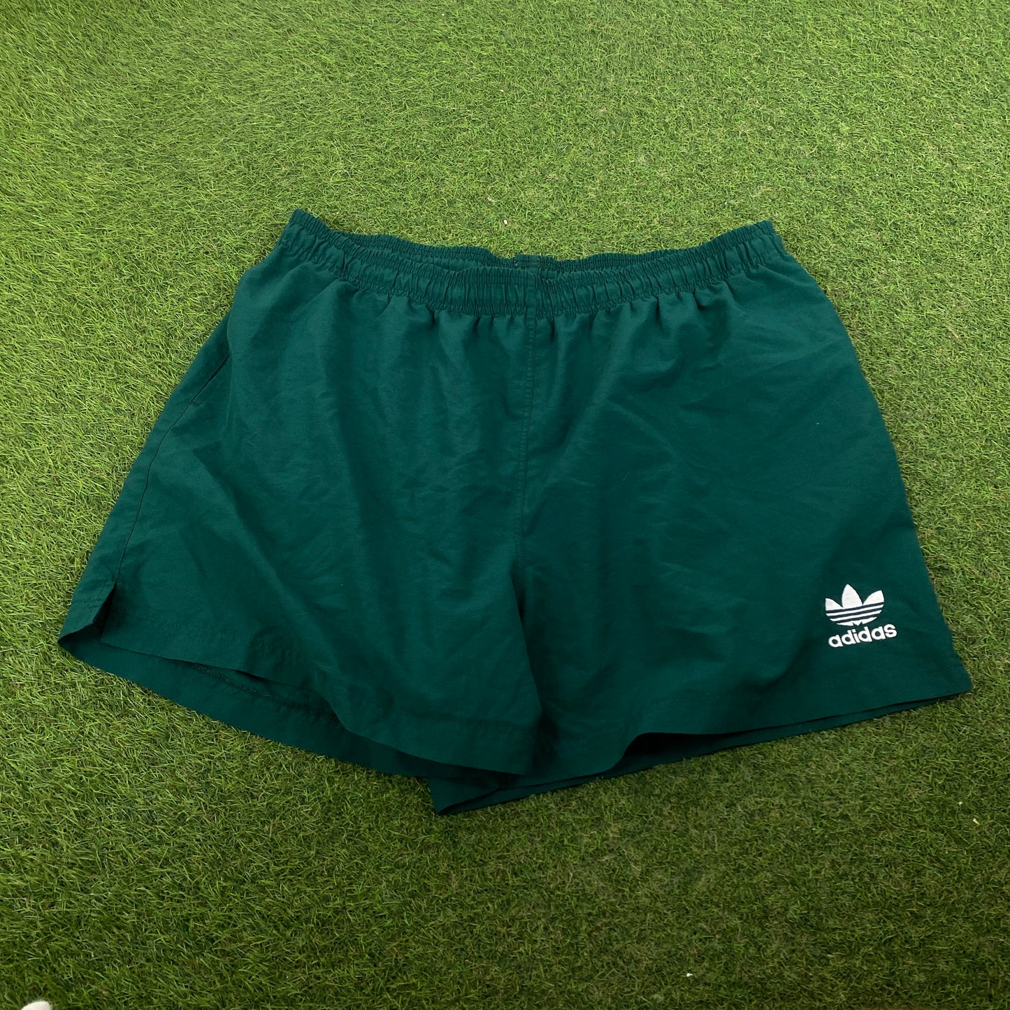 90s Adidas Trefoil Shorts Green Large