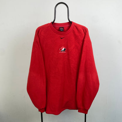 90s Nike Canada Fleece Sweatshirt Red Large