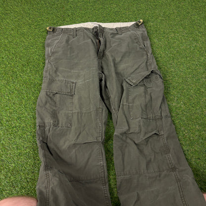 00s Carhartt Workwear Trousers Joggers Green Medium 33x34