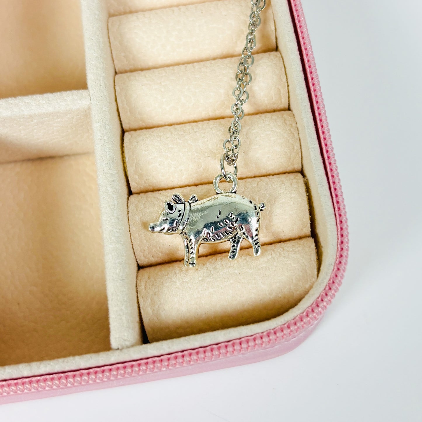 Vintage Pig Necklace Silver