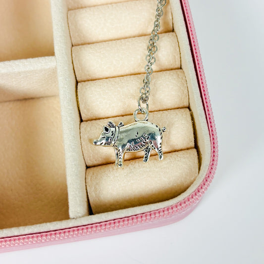 Vintage Pig Necklace Silver