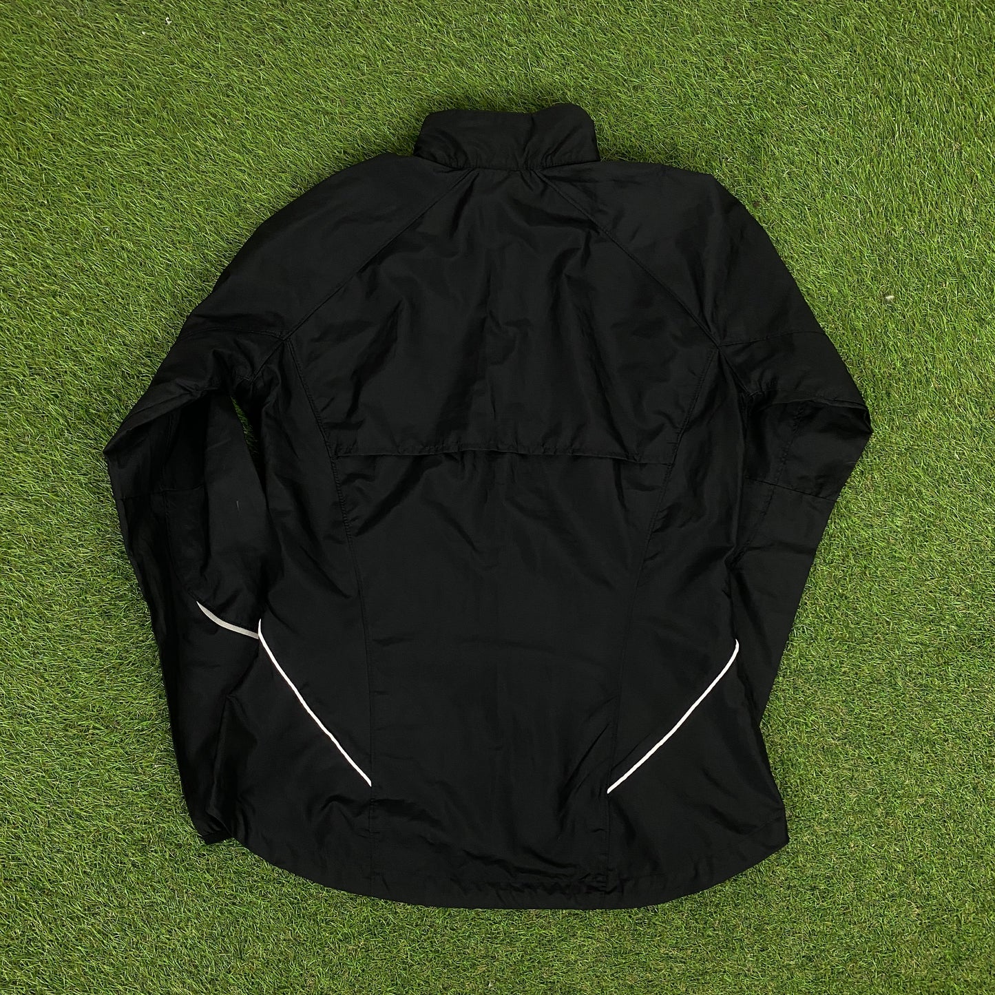 00s Nike Piping Windbreaker Jacket + Joggers Set Black Medium