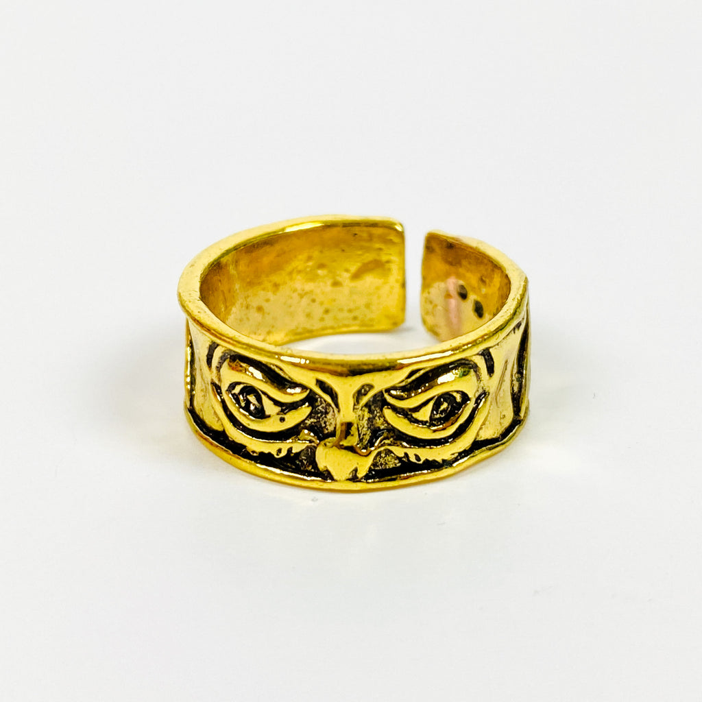 Vintage Retro Adjustable Eye Ring Gold