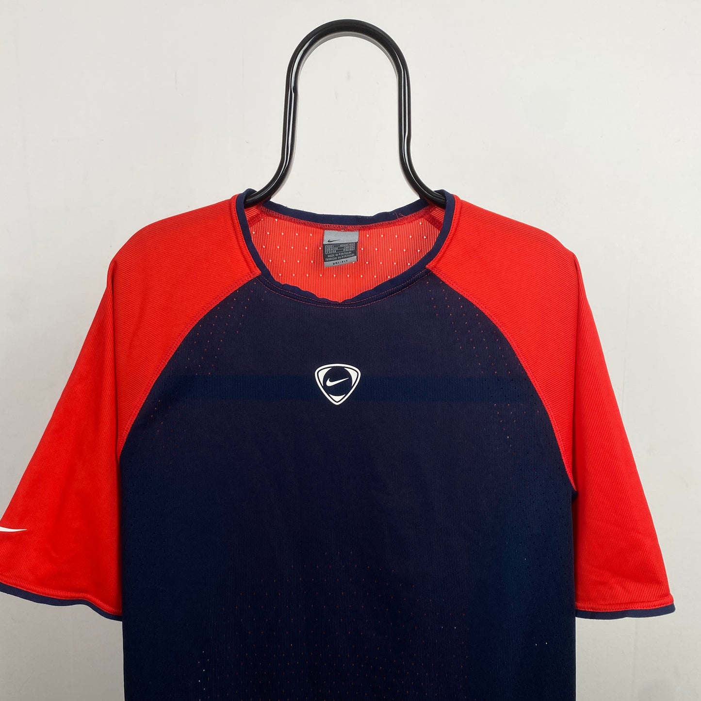 00s Nike Football Shirt T-Shirt Blue Large