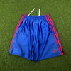 90s Adidas Nylon Football Shorts Blue Medium