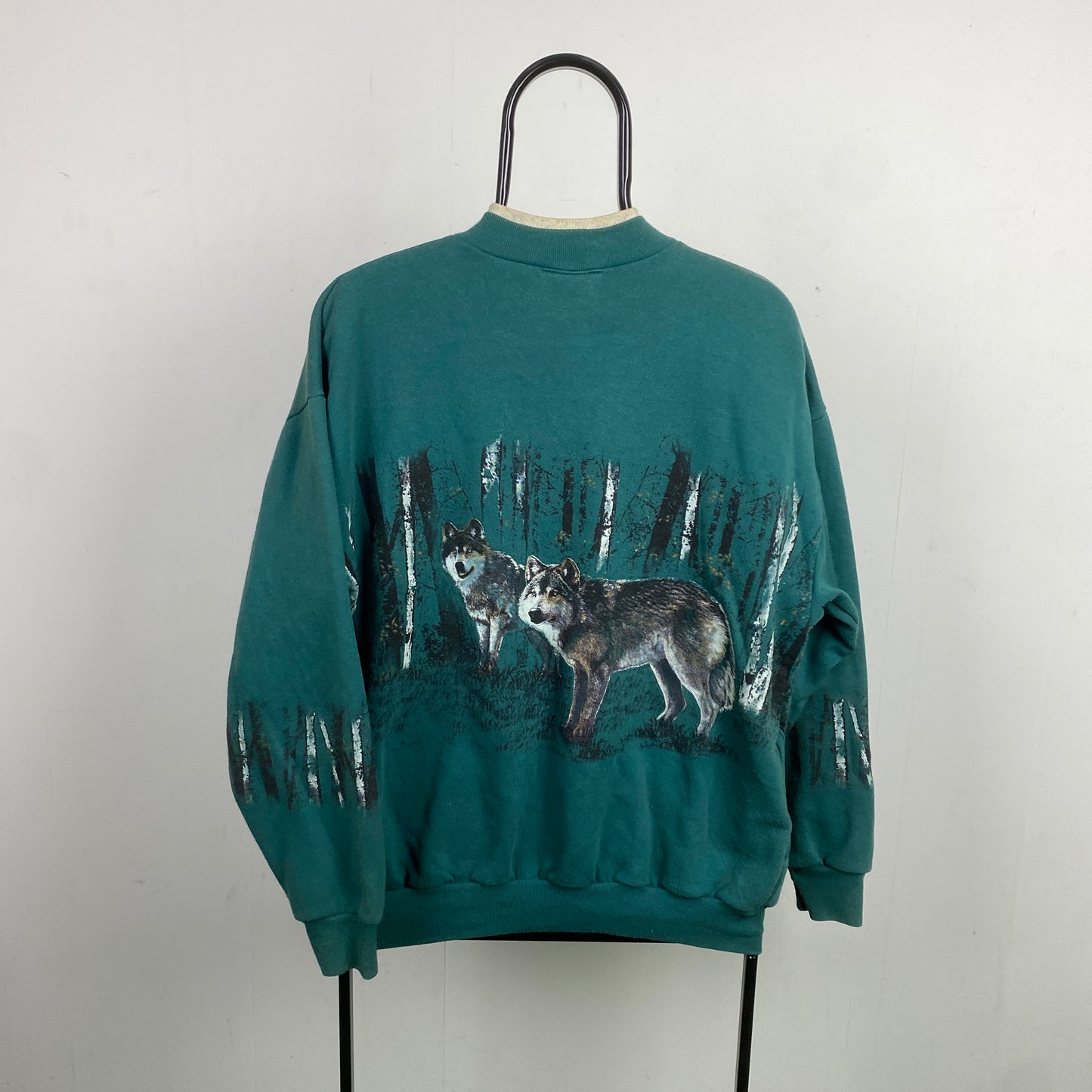 Retro Art Unlimited Wolf Sweatshirt Green Large