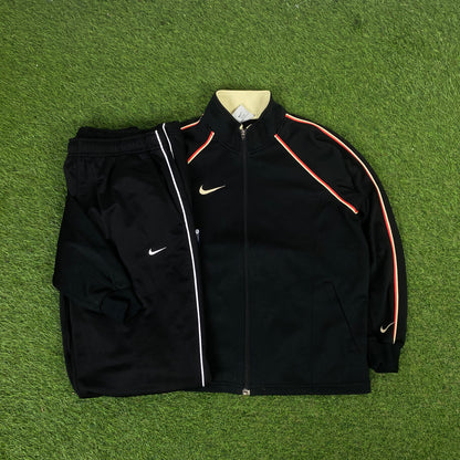 00s Nike Piping Jacket + Joggers Tracksuit Set Black XS