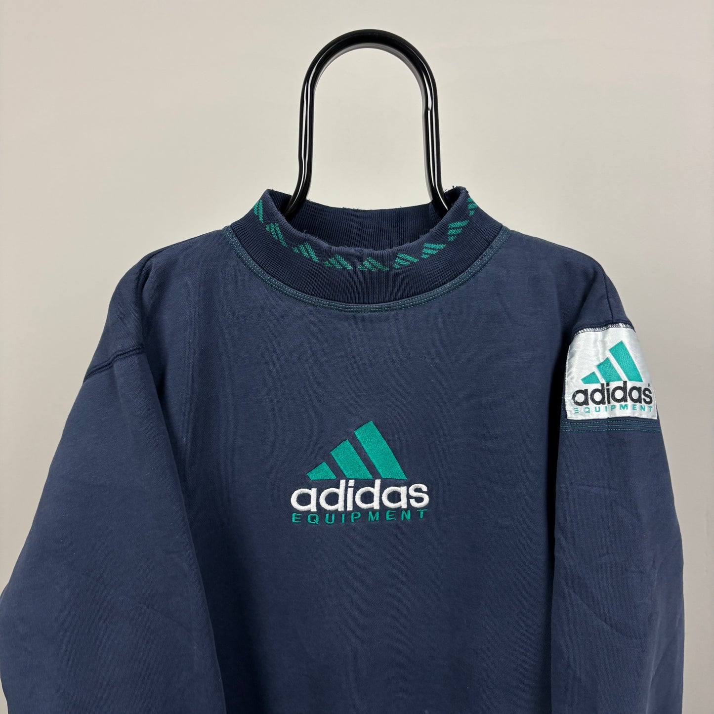 90s Adidas Equipment Sweatshirt Blue Small