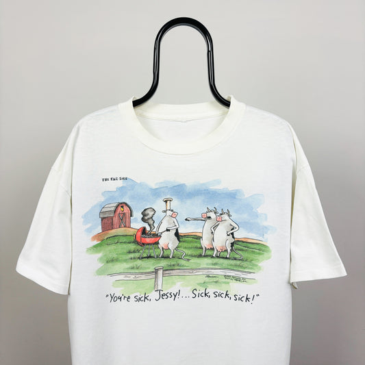 90s The Far Side Cow T-Shirt White XL