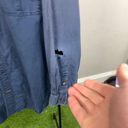 00s Carhartt Button Down Work Wear T-Shirt Blue XL