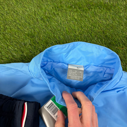 90s Nike Hex Windbreaker Jacket + Joggers Set Blue Small